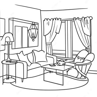 Cozy Living Room Inside House Coloring Page 7281-6165