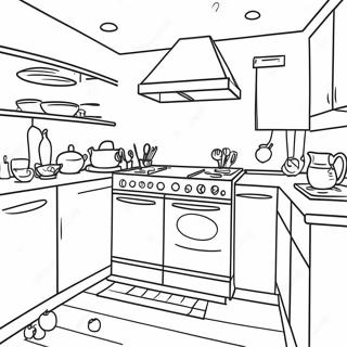 Bright Kitchen With Colorful Appliances Coloring Page 7282-5975