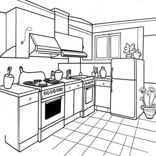 Bright Kitchen With Colorful Appliances Coloring Page 7282-5976