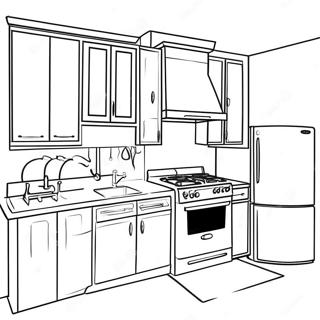 Bright Kitchen With Colorful Appliances Coloring Page 7282-6169