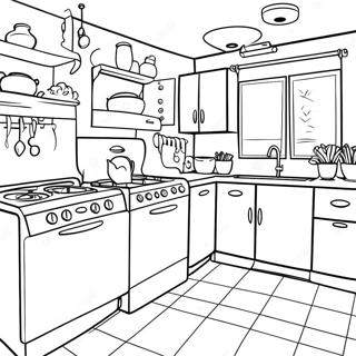 Bright Kitchen With Colorful Appliances Coloring Page 7282-6170