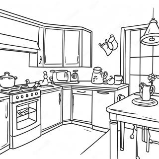 Bright Kitchen With Colorful Appliances Coloring Page 7282-6171