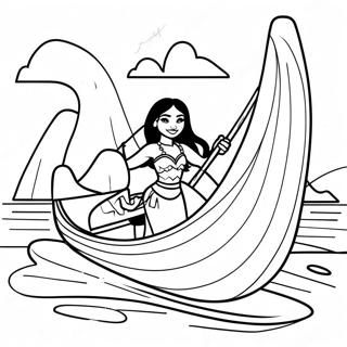 Moana Sailing On A Canoe Coloring Page 72-74