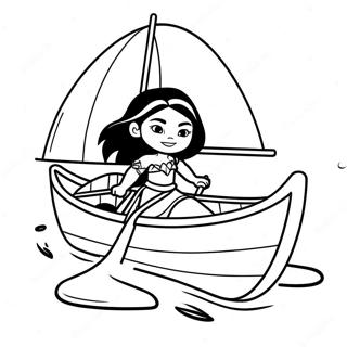 Moana Sailing On A Canoe Coloring Page 72-75