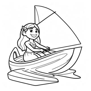 Moana Sailing On A Canoe Coloring Page 72-76