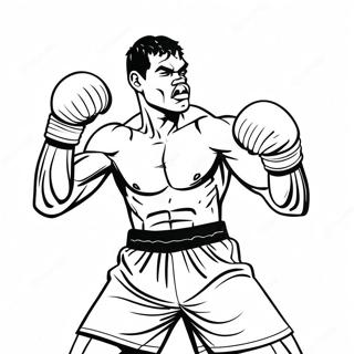 Fierce Boxer Throwing Punch Coloring Page 7322-6007