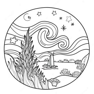 Glittery Starry Night Coloring Page 73283-58857