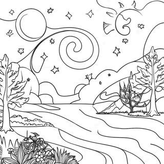 Glittery Starry Night Coloring Page 73283-58858