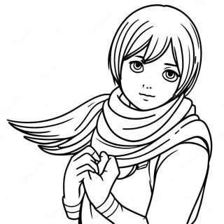 Mikasa With Scarf Coloring Page 73363-58923