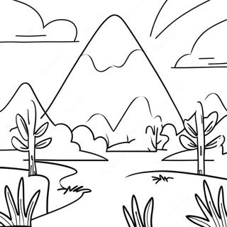 Minimalist Nature Scene Coloring Page 7341-6022