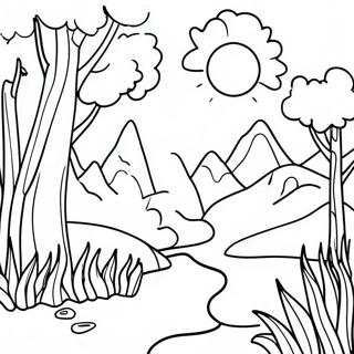 Minimalist Nature Scene Coloring Page 7341-6211