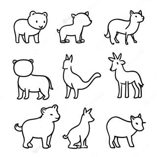 Minimalist Animal Silhouettes Coloring Page 7342-6214