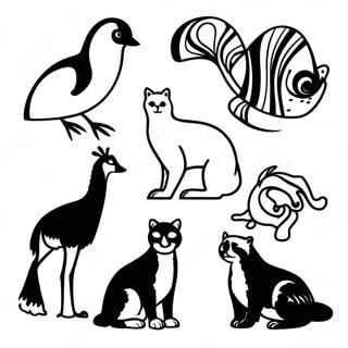 Minimalist Animal Silhouettes Coloring Page 7342-6216