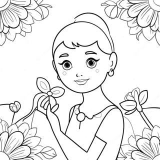 Cute Audrey With Flowers Coloring Page 73443-58985