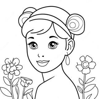 Cute Audrey With Flowers Coloring Page 73443-58986