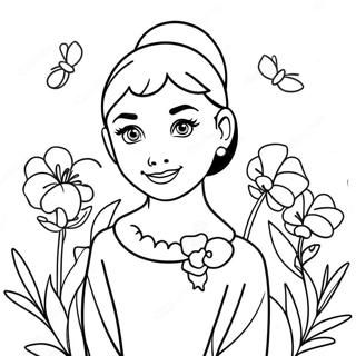 Cute Audrey With Flowers Coloring Page 73443-58988