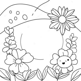 Cute Japan Flag With Flowers Coloring Page 73493-59025