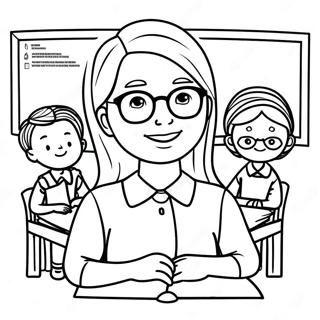 Adorable Teacher With Students Coloring Page 73503-59034