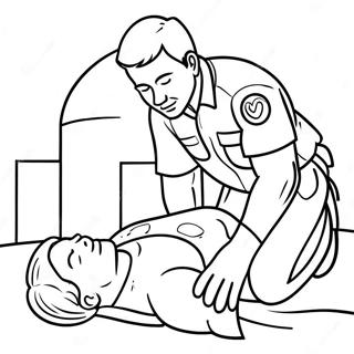 Cpr Rescuer Performing Chest Compressions Coloring Page 73513-59043