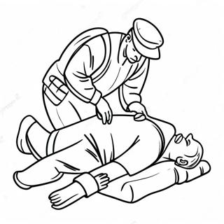 Cpr Rescuer Performing Chest Compressions Coloring Page 73513-59044