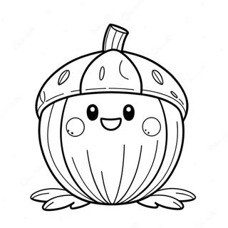 Cute Acorn With A Smiling Face Coloring Page 7352-6033