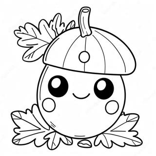 Cute Acorn With A Smiling Face Coloring Page 7352-6034