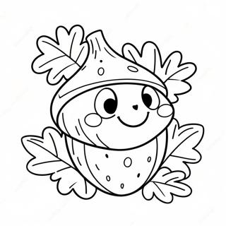 Cute Acorn With A Smiling Face Coloring Page 7352-6035