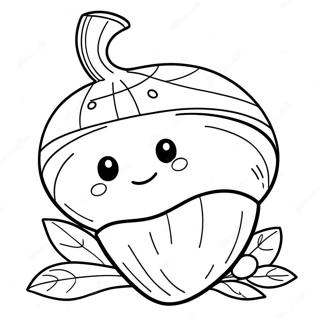 Cute Acorn With A Smiling Face Coloring Page 7352-6036