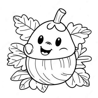 Cute Acorn With A Smiling Face Coloring Page 7352-6221