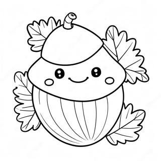 Cute Acorn With A Smiling Face Coloring Page 7352-6222