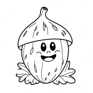 Cute Acorn With A Smiling Face Coloring Page 7352 6224