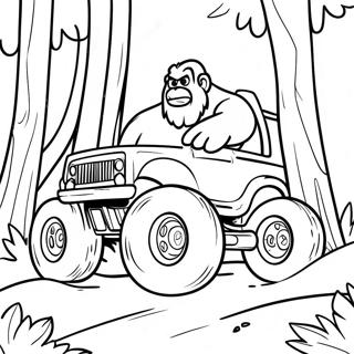 Bigfoot Monster Truck Driving Through Forest Coloring Page 73552-59071