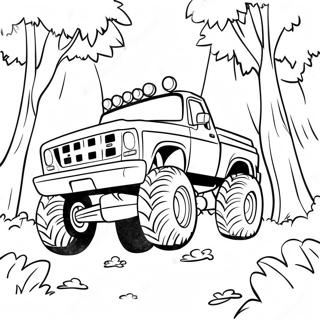 Bigfoot Monster Truck Driving Through Forest Coloring Page 73552-59072