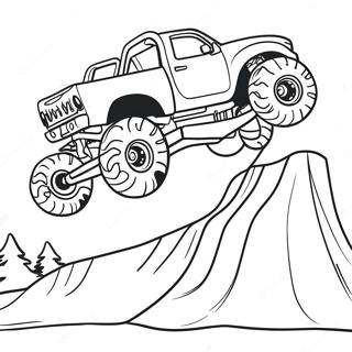 Bigfoot Monster Truck Jumping Over Ramp Coloring Page 73553-59075