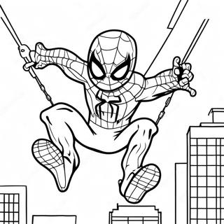 Creepy Zombie Spiderman Swinging Coloring Page 73613-59121