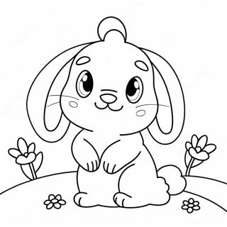 Cute Bunny With Flowers Coloring Page 7372-6048