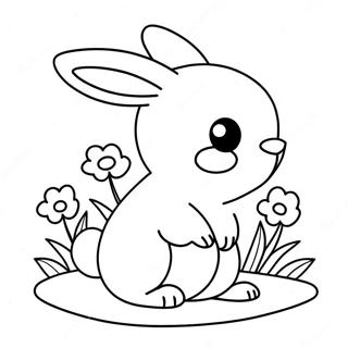 Cute Bunny With Flowers Coloring Page 7372-6241