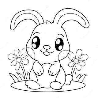 Cute Bunny With Flowers Coloring Page 7372-6242