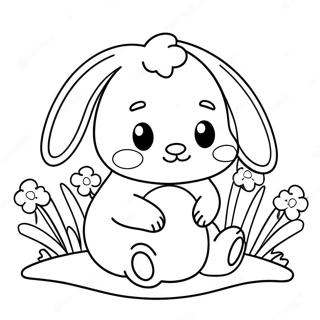 Cute Bunny With Flowers Coloring Page 7372-6243