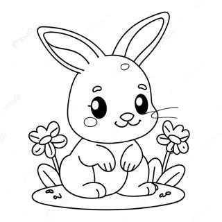 Cute Bunny With Flowers Coloring Page 7372-6244