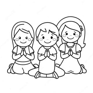 Joyful Children Praying Coloring Page 73813-59282