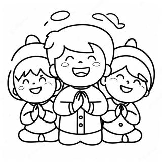 Joyful Children Praying Coloring Page 73813-59284