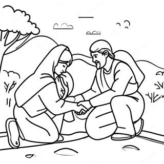 Kind Good Samaritan Helping Others Coloring Page 73863-59323