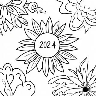 Festive New Year 2024 Fireworks Coloring Page 7402-6073