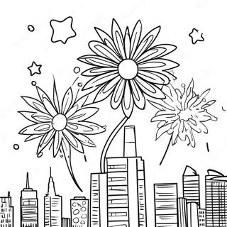 Festive New Year 2024 Fireworks Coloring Page 7402-6074