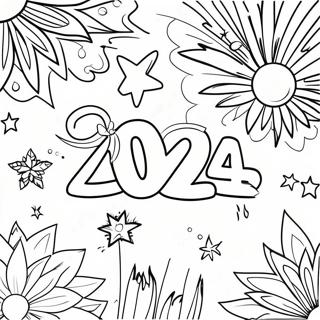 Festive New Year 2024 Fireworks Coloring Page 7402-6076