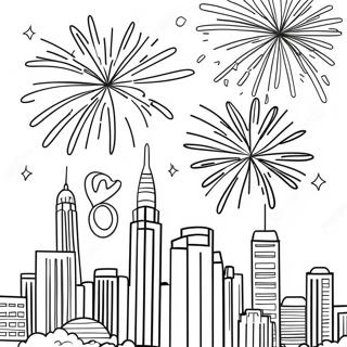 Festive New Year 2024 Fireworks Coloring Page 7402-6262