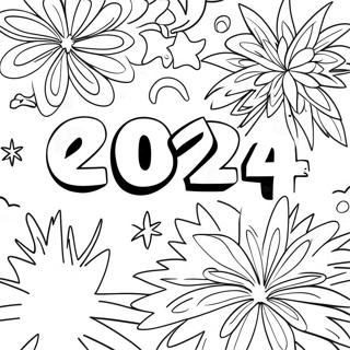 Festive New Year 2024 Fireworks Coloring Page 7402-6263