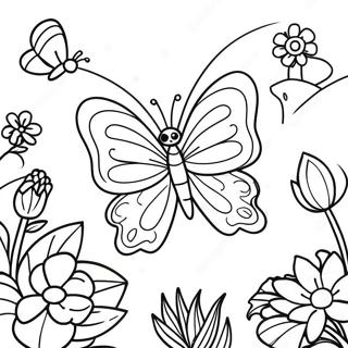 Colorful Butterfly Garden Coloring Page 74063-59484