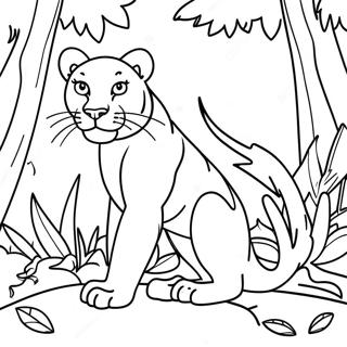 Majestic Bagheera In The Jungle Coloring Page 74073-59490